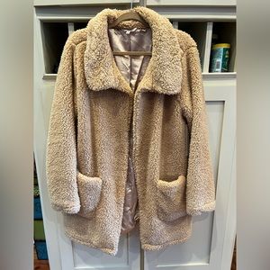 Nanette Lepore camel teddy bear jacket size Large NWT